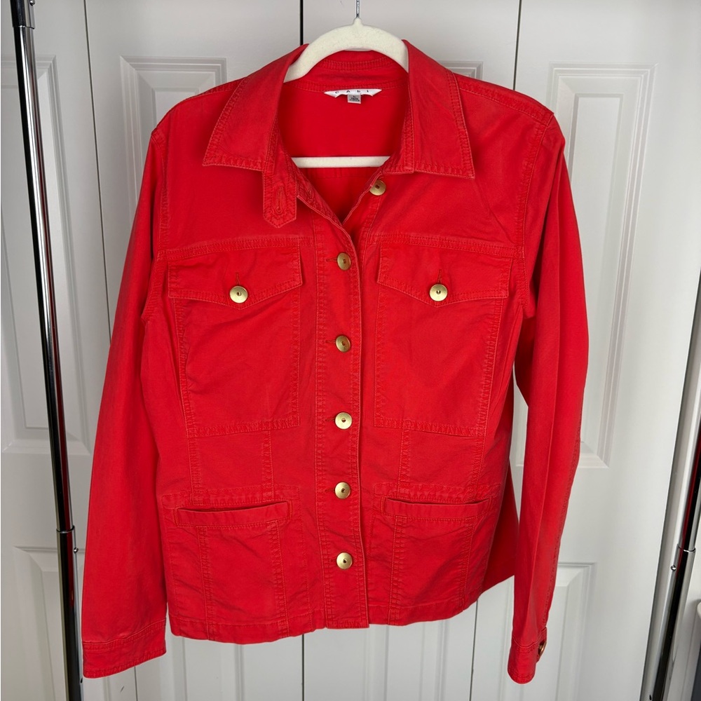 CAbi Orange Utility Jacket with Gold Buttons